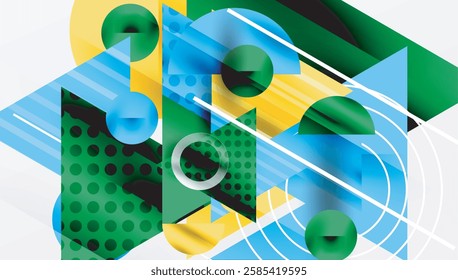 Modern Abstract Design with Overlapping Transparent Triangles and Circles