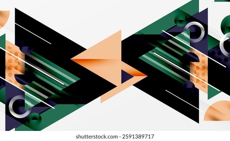 Modern Abstract Design with Overlapping Transparent Triangles and Circles