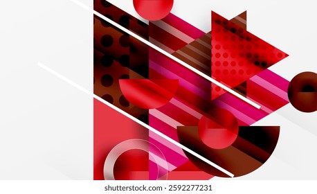 Modern Abstract Design with Overlapping Transparent Triangles and Circles