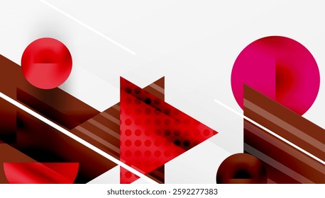 Modern Abstract Design with Overlapping Transparent Triangles and Circles