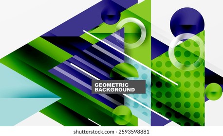 Modern Abstract Design with Overlapping Transparent Triangles and Circles