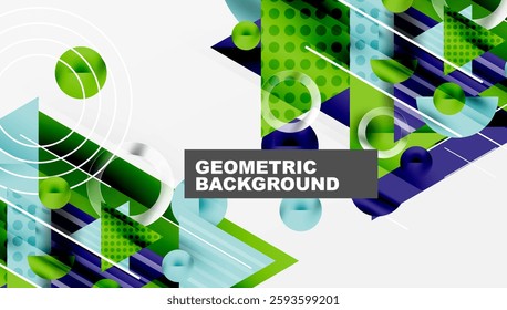 Modern Abstract Design with Overlapping Transparent Triangles and Circles
