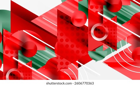 Modern Abstract Design with Overlapping Transparent Triangles and Circles