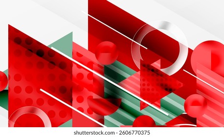 Modern Abstract Design with Overlapping Transparent Triangles and Circles