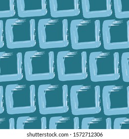 Modern abstract design for paper, covers, fabrics, home decoration and other users. Abstract creative seamless pattern with geometric shapes. Texture blue squares
