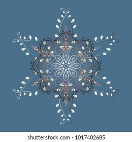 Modern abstract design poster, cover, card design in blue, gray and white colors. Retro style texture, winter elements. Trendy stylized snowflakes and elements memphis cards. Snowflakes design.