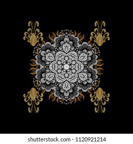 Modern abstract design poster, cover, card design in black, gray and white colors. Trendy stylized snowflakes and elements memphis cards. Retro style texture, winter elements. Snowflakes design.