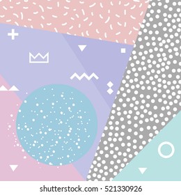 Modern abstract design poster, cover, card design. Trendy geometric elements memphis cards. Retro style texture, pattern and geometric elements.