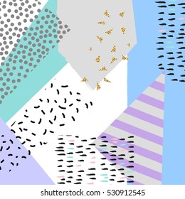 Modern abstract design poster, cover, card design. Trendy geometric elements memphis cards. Retro style texture, pattern and geometric elements. Gold texture