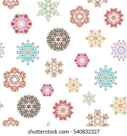 Modern abstract design poster, cover, card design in green, neutral and pink colors. Trendy stylized snowflakes and elements memphis cards. Retro style texture, pattern and abstract winter elements.