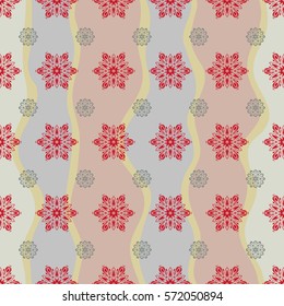 Modern abstract design poster, cover, card design in red and gray colors. Trendy stylized snowflakes and elements memphis cards. Retro style texture, pattern and abstract winter elements.