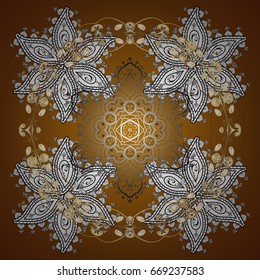 Modern abstract design poster, cover, card design in brown colors. Trendy stylized snowflakes and elements memphis cards. Retro style texture, pattern and abstract winter elements.