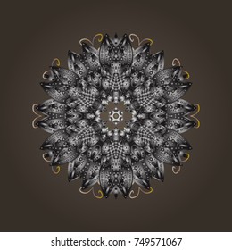 Modern abstract design poster, cover, card design in brown, gray and neutral colors. Retro style texture, winter elements. Trendy stylized snowflakes and elements memphis cards. Snowflakes design.