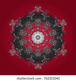 Modern abstract design poster, cover, card design in red, gray and neutral colors. Retro style texture, winter elements. Trendy stylized snowflakes and elements memphis cards. Snowflakes design.