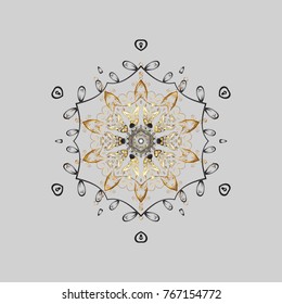 Modern abstract design poster, cover, card design in gray, beige and brown colors. Retro style texture, winter elements. Trendy stylized snowflakes and elements memphis cards. Snowflakes design.