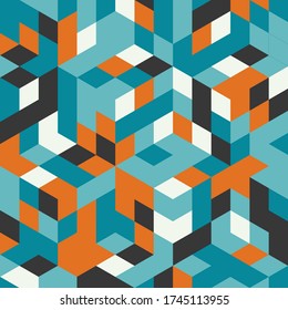 Modern abstract design with squares of light blue and orange colors
