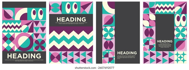 Modern Abstract Design Template with Colorful Geometric Elements, Creative Geometric Cover Design for Branding and Marketing