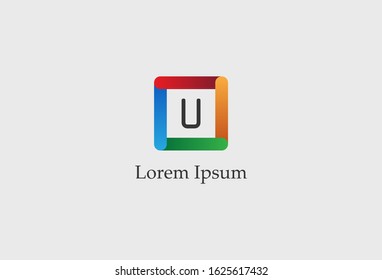 Modern abstract design template initial letter U. vector illustration