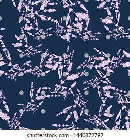 Modern abstract design template with pink lavender violet pattern on purple background for textile design. Fabric texture. 