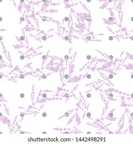 Modern abstract design template with pink lavender violet pattern on purple background for textile design. Fabric texture. 