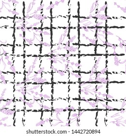 Modern abstract design template with pink lavender violet pattern on purple background for textile design. Fabric texture. 