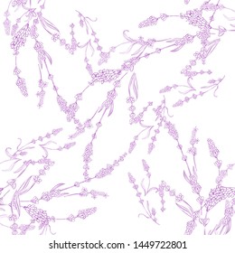 Modern abstract design template with pink lavender violet pattern on purple background for textile design. Fabric texture. 