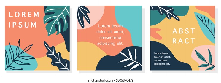 Modern abstract design templates with organic shapes. Greeting cards, flyers, newsletter, branding design, magazine covers. Universal templates for invitation. 