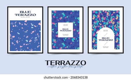 Modern abstract design templates with terrazzo texture collection