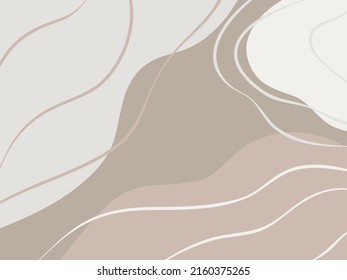 Modern abstract design. Vector neutral background with shapes, spots, lines in boho style. Contemporary minimalistic illustration for design, print, web in natural brown and beige colors