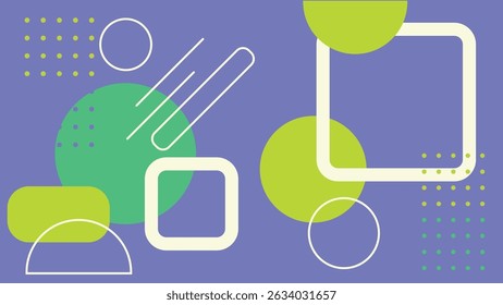 Modern abstract design with vertical lines and half circles in green, blue, and purple on cream. Ideal for branding, web, and print projects. 3D Illustration