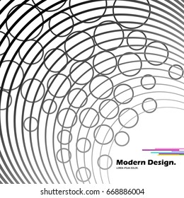 Modern abstract design. Waves and bubbles halftone background.