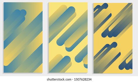 Modern abstract diagonal line covers set. Cool gradient shapes composition