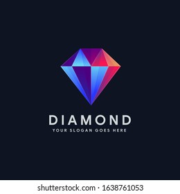 Modern abstract diamond logo icon vector template on dark background