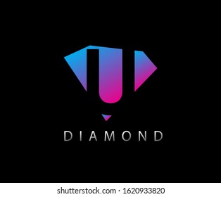 Modern Abstract Diamond U Letter Logo Design