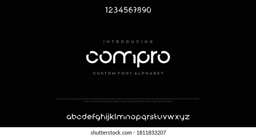 Modern abstract digital alphabet font. Minimal technology typography, Creative urban sport fashion futuristic font and with numbers. vector illustration