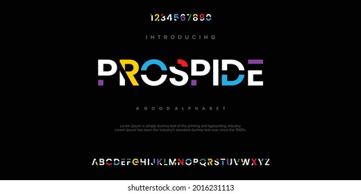 Modern abstract digital alphabet font. Minimal technology typography, Creative urban sport fashion futuristic font and with numbers. vector illustration - Shutterstock ID 2016231113