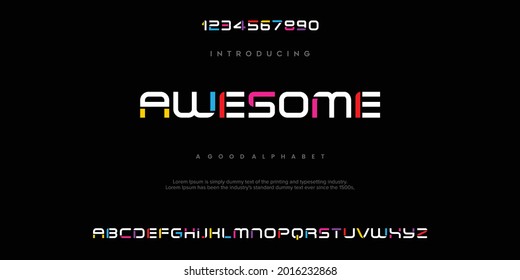 Modern abstract digital alphabet font. Minimal technology typography, Creative urban sport fashion futuristic font and with numbers. vector illustration - Shutterstock ID 2016232868