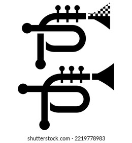 Fuente del alfabeto digital abstracto moderno. Tipografía mínima de tecnología, moda deportiva urbana creativa tipo futurista y por número. Ilustración del logotipo de S y P trumpet ska folletos de diseño de banner y