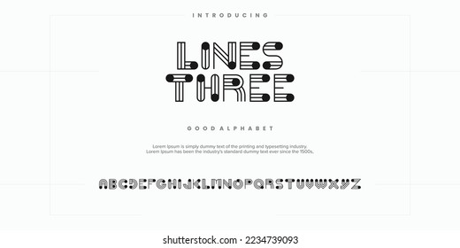 Modern abstract digital alphabet font. Minimal technology typography, Creative urban sport fashion futuristic font and with numbers. vector illustration 