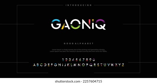 Modern abstract digital alphabet font. Minimal technology typography, Creative urban sport fashion futuristic font and with numbers. vector illustration - Shutterstock ID 2257604715