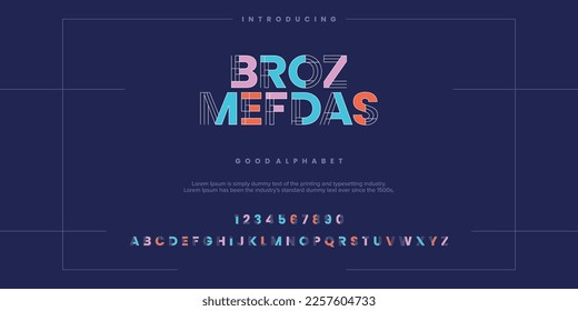 Modern abstract digital alphabet font. Minimal technology typography, Creative urban sport fashion futuristic font and with numbers. vector illustration