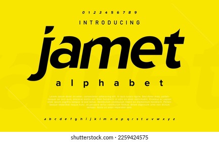 Modern abstract digital alphabet font. Minimal technology typography, Creative urban sport fashion futuristic font and with numbers. vector illustration