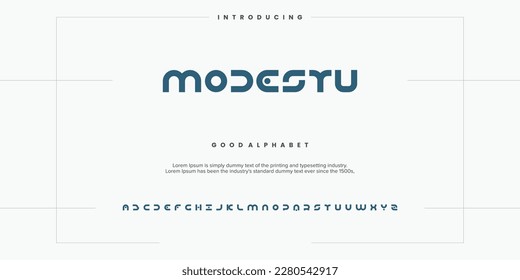 Modern abstract digital alphabet font. Minimal technology typography, Creative urban sport fashion futuristic font and with numbers. vector illustration