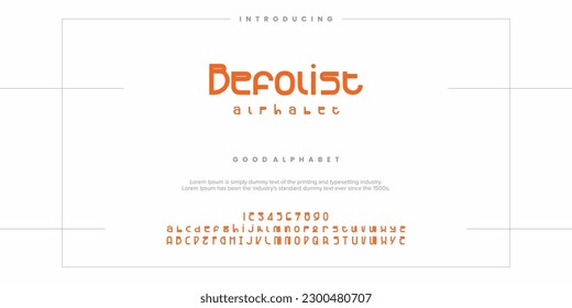 Modern abstract digital alphabet font. Minimal technology typography, Creative urban sport fashion futuristic font and with numbers. vector illustration