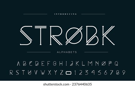 Modern abstract digital alphabet font. Minimal technology typography, Creative urban sport fashion futuristic font and with numbers. vector illustration