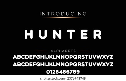 Modern abstract digital alphabet font. Minimal technology typography, Creative urban sport fashion futuristic font and with numbers. vector illustration
