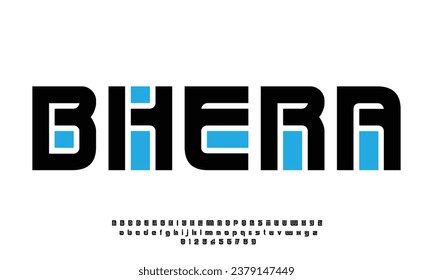 Modern abstract digital alphabet font. Minimal technology typography, Creative urban sport fashion futuristic font and with numbers. vector illustration