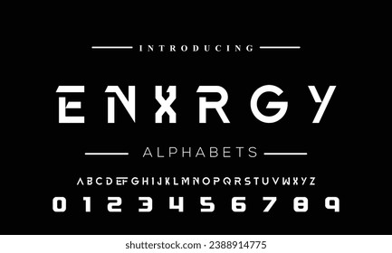 Modern abstract digital alphabet font. Minimal technology typography, Creative urban sport fashion futuristic font and with numbers. vector illustration