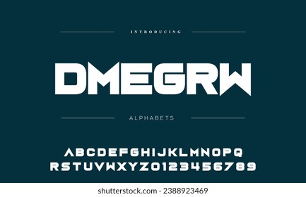 Modern abstract digital alphabet font. Minimal technology typography, Creative urban sport fashion futuristic font and with numbers. vector illustration