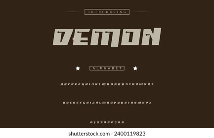 Modern abstract digital alphabet font. Minimal technology typography, Creative urban sport fashion futuristic font and with numbers. vector illustration